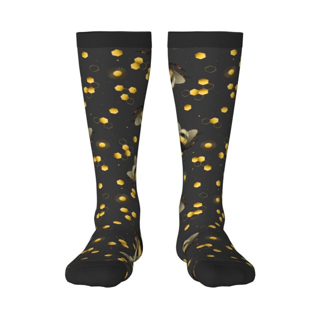 Fotbe Bee Calcetas Divertidas Estampadas para Hombre y Mujer, Calcetas de Algodón hasta la Rodilla para Caminar, Correr, Enfermería y Embarazo