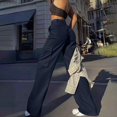 thumbnail image 4 of BODOAO Women's High Waisted Cargo Pants Baggy Wide Leg Parachute Pants Casual Multi Pocket Drawstring Palazzo Trouser Y2K Streetwear Loose Track Pants Hippie Sweatpants Navy 2XL, 4 of 7