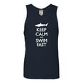thumbnail image 1 of Adult Keep Calm And Swim Fast Funny Shark Lovers Sleeveless Tank Top Cotton T-Shirt, 1 of 1