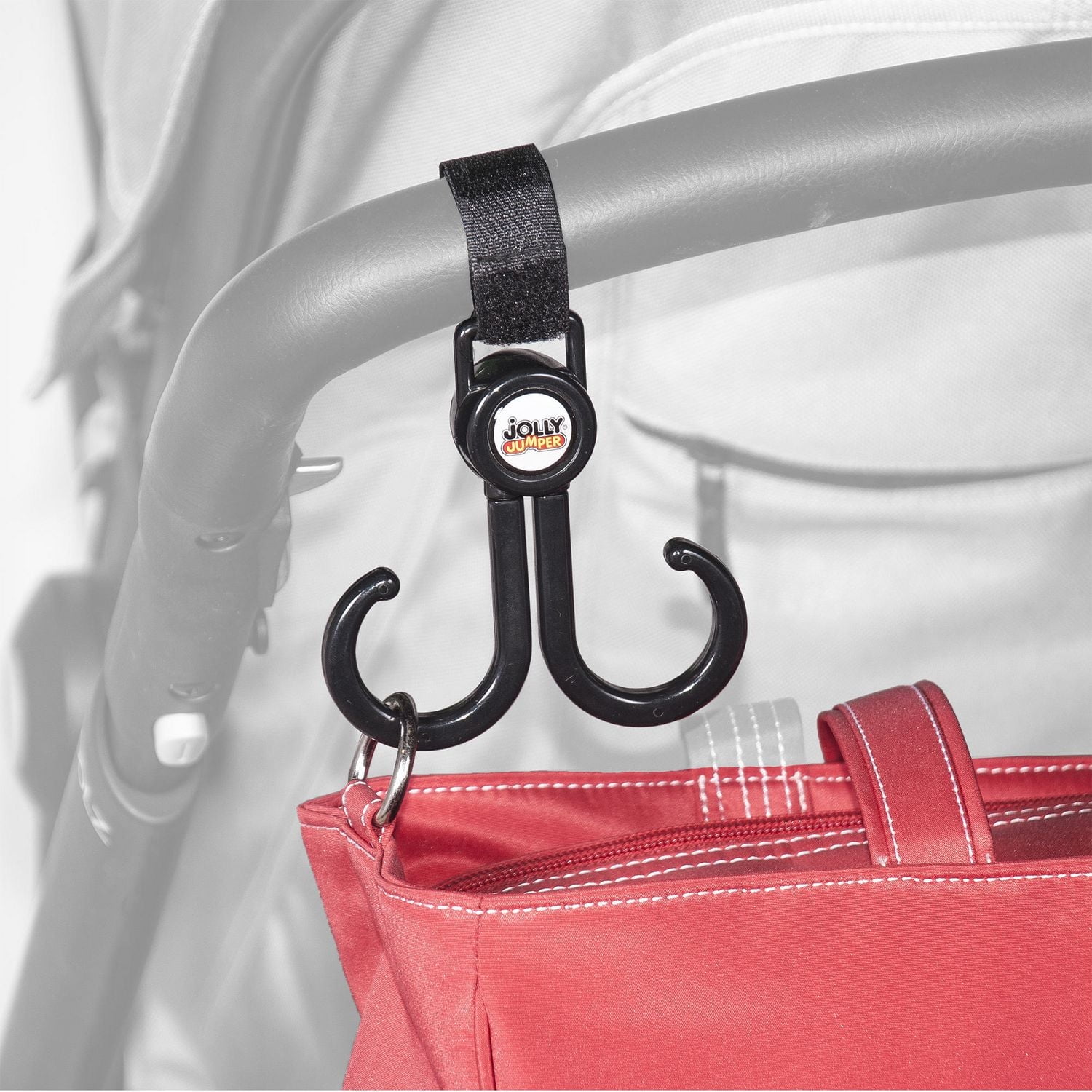 Jolly Jumper Smart Hooks (2 Pack) | Swivel Stroller Hooks for Diaper Bags, Purses & Shopping Bags | Adjustable Straps for On-the-Go or Home Use