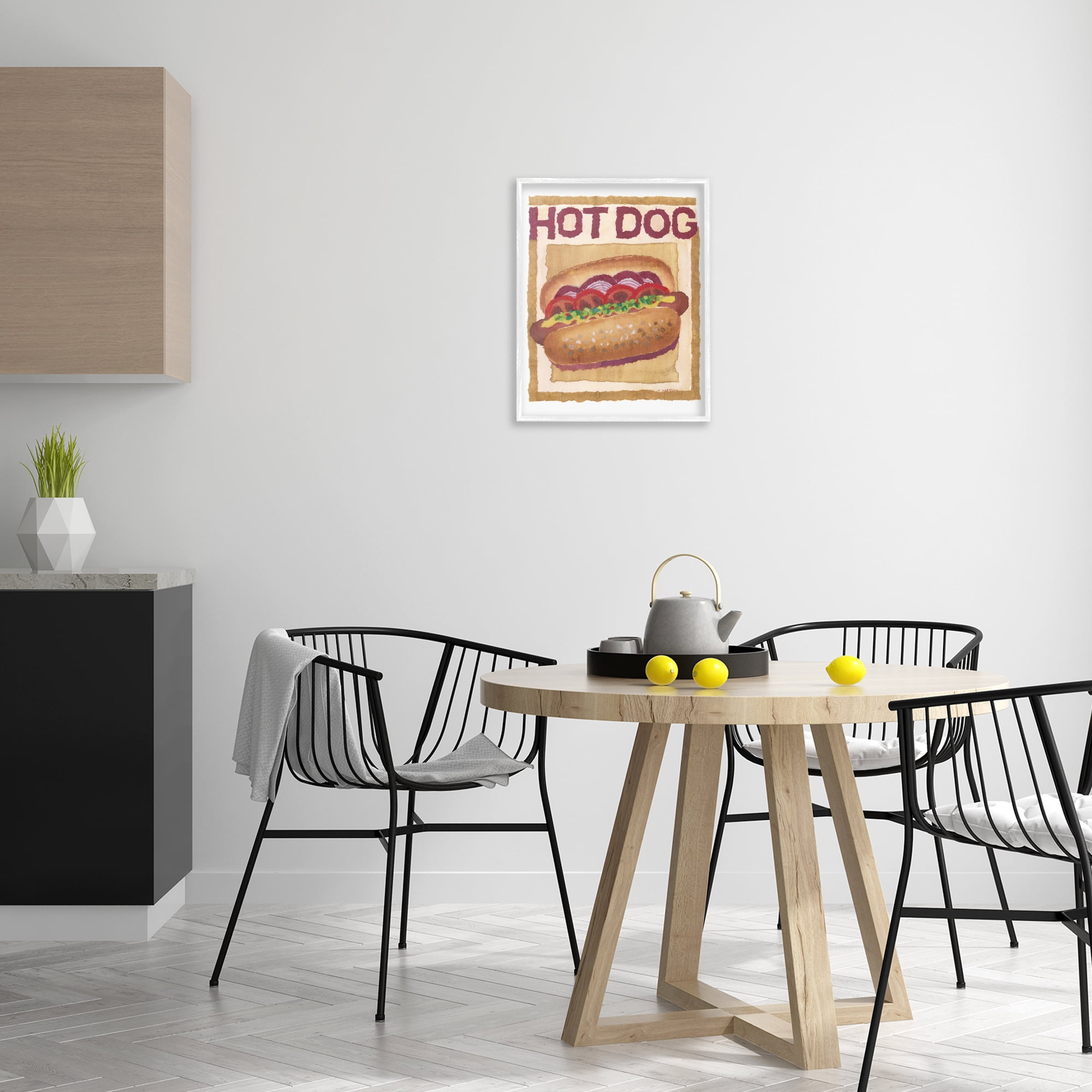 Stupell Industries Traditional Hot Dog Food & Beverage Painting White Framed Art Print Wall Art, 16 x 20