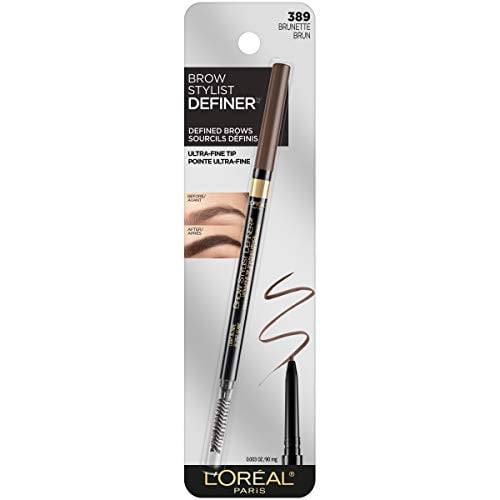 L'Oreal Paris Makeup Brow Stylist Definer Waterproof Eyebrow Pencil, Ultra-Fine Mechanical Pencil, Draws Tiny Brow Hairs & Fills in Sparse Areas & Gaps, Brunette, 0.003 Ounce (1 Count)