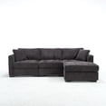 thumbnail image 4 of Modern Storage Sofa with Dual Usb, 2 Side Pockets, Ottoman Storage Bench Cloud Sectional Chenille Sofa Oversized, 4-Seat, L-Shaped Couch (Black), 4 of 11