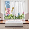 thumbnail image 2 of Ambesonne Tiki Bar Kitchen Curtains, Hibiscus, 55"x39", Pale Blue Pink Green, 2 of 3