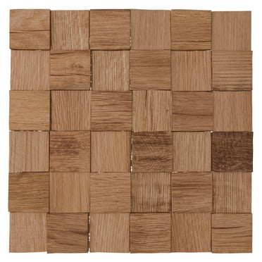Ekena Millwork 11 7/8"W x 11 7/8"H x 1/2"P Weave Wood Mosaic Wall Tile, Oak