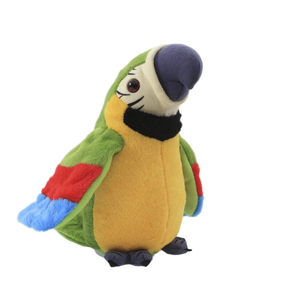 Electric Talking Parrot Cute Speaking Record Repeats Plush Toy Waving Wings 
