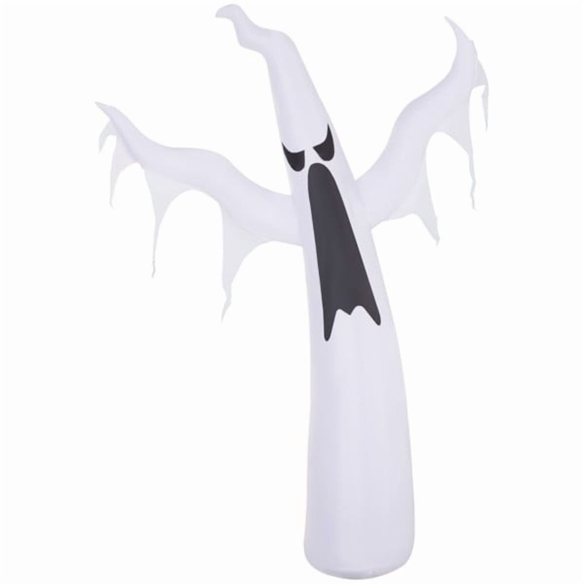 6FT Halloween Inflatable White Ghost, 3 White LED Lights, Weather-Resistant Polyester, Self-Inflating with Stakes/Ropes