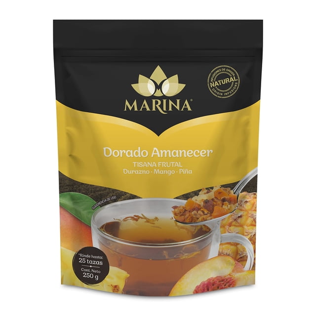 Marina Tisanas | Dorado Amanecer de 250g | Infusión de Frutas Naturales Premium | Para Bebidas Calientes, Frías o Frappé