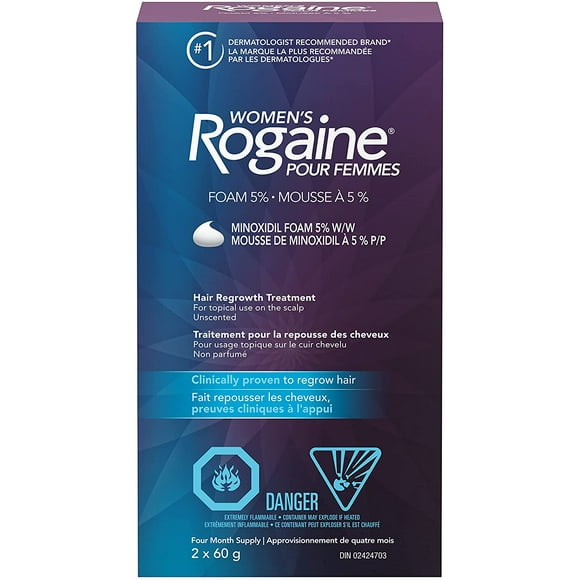 Femmes Rogaine 5% Mousse de Minoxidil une Fois par Jour Perte de Cheveux et Traitement Amincissement, 4 Mois d'Approvisionnement