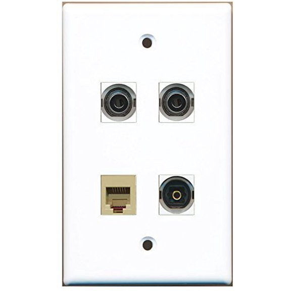 RiteAV - 1 Port Phone RJ11 RJ12 Beige 1 Port Toslink 2 Port 3.5mm Wall Plate
