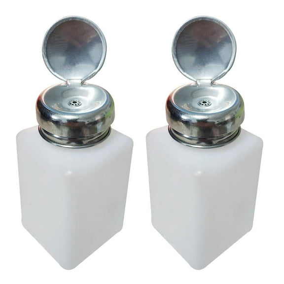 2 PCS Push Down Pump Dispenser 200ml Metal Cap Push Down Empty Bottle Dispenser for Nail Polish Remover Lip Eye Makeup Remover
