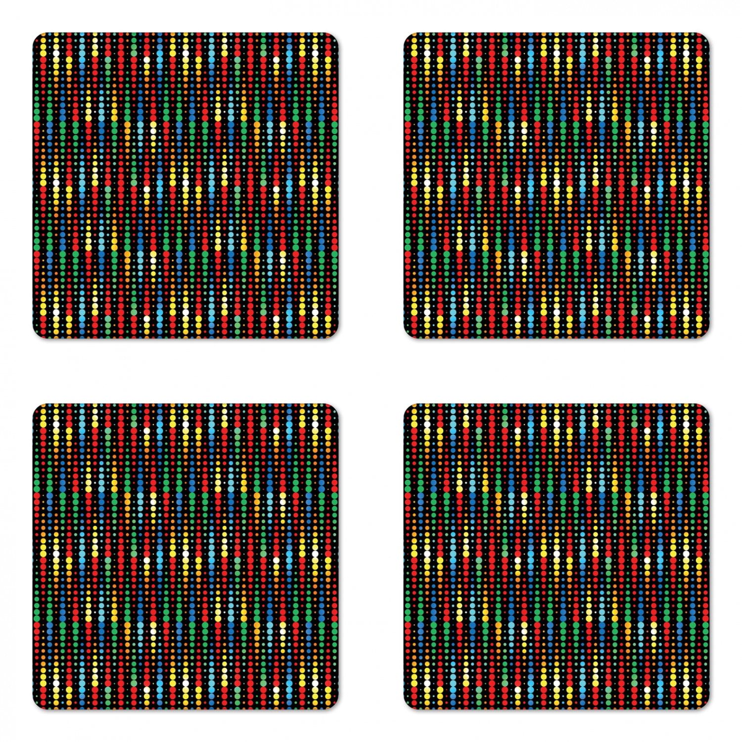 Colorful Coaster Set Of 4 Geometric Polka Dots Composition With Halftone Pattern On Dark Toned Background Square Hardboard Gloss Coasters Standard Size Multicolor By Ambesonne Walmart Com Walmart Com