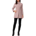 thumbnail image 2 of Abrigo de mujer INSPIRE CHIC de longitud media, con cuello alto, de un solo botón, abrigo de invierno, color gris y rosa, talla XS, 2 of 6