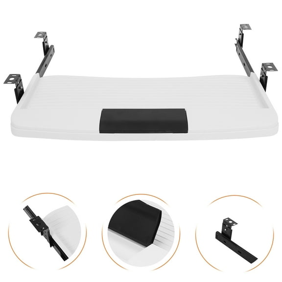 SOPOTUTU White ABS Desk Keyboard Tray Slide Out Under Desk Mount Adjustable Keyboard Holder