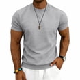 thumbnail image 2 of FRSASU Men's Waffle T-Shirt Casual Stretch Solid Crewneck Short Sleeve Lightweight Textured Pullover Tee Tops Gray, 2 of 7
