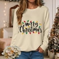 thumbnail image 2 of TTUHYWXI Women's Merry Christmas Oversized Pullover Sweatshirt With Lights - Holiday Xmas Sweater Top (Beige, L), 2 of 6