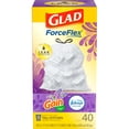 thumbnail image 1 of Glad Bolsas de basura ForceFlex Bolsas de basura altas con cordón para cocina Bolsa de basura de 13 galones Gain Lavanda con frescura Febreze 40 unidades, 1 of 9