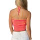 thumbnail image 4 of VISgogo - Chaleco de verano para mujer con cuello halter, estampado de rayas, sin mangas, fruncido, ajustado, recortado, sin mangas, camisola de punto VISgogo  moda, 4 of 9