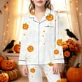 thumbnail image 2 of CAIVO Kids Girls Halloween Ghost Print Pajama Sets Lapel Long Sleeve Button Down Shirt With Pants 2 Piece Casual Home Pyjamas, 2 of 5