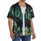 thumbnail image 2 of Balery Mystical Black Cat Fireflies Camisa Casual de Manga Corta con Botones para Hombre, Texturizada, Estilo Cubano, para Playa, Verano-Medium, 2 of 5