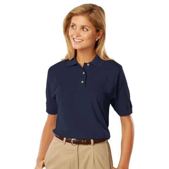BlueGeneration Ladies Short Sleeve 100% Cotton Pique Polo - Navy Small Solid