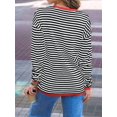 thumbnail image 2 of Womens Striped Soft Knit Pullover Sweater Loose Fit Shirts with Chest Pocket Red Orange M, 2 of 3