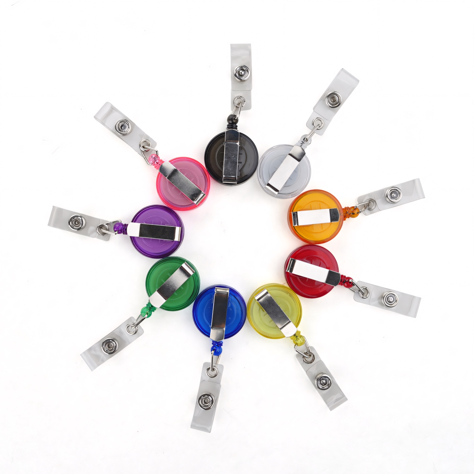 GOGO 50Pcs Transparent ID Card Holder Round Badge Reel-Orange