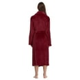 thumbnail image 3 of PajamaX Fleece Womens Bathrobe, Long Plush Robes for Women, Two Side Pockets and Belts, Warm and Cozy (Burgundy, XL), 3 of 6