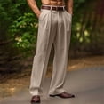 thumbnail image 2 of Men's Casual Linen Pants Loose Straight Leg Yoga Beach Summer Long Pants, 2 of 9
