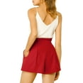 thumbnail image 5 of INSPIRE CHIC Women's Elegant Bow Self-Tie Belt High Paper Bag Waist Pleated Shorts XL Dark Red, 5 of 8