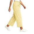 thumbnail image 4 of Linen Pants Women Elastic Waist Plaid Barrel Capris with Pockets Summer Beach Boho Harem Pants Soft Gingham Trousers Yellow M, 4 of 5