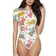 thumbnail image 1 of Balery Boho Bunny Body de cuello redondo de manga corta para mujer Tops de manga corta Tops básicos-Small, 1 of 7