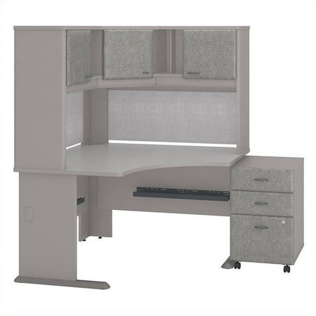 Series A 48W Corner Desk with Hutch and Mobile File Cabinet in