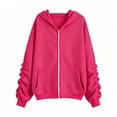 thumbnail image 5 of felwors Girls Lightweight Zip-Up Hoodie for Kids Soft Casual Hooded Sweatshirt (Hot Pink,8-9 Years), 5 of 5