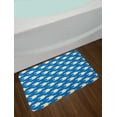 thumbnail image 2 of Chinese Bath Mat, Illustration of Moon and Cloud on Chinese Wave Circle Background, Plush Bathroom Decor Mat with Non Slip Backing, 29.5" X 17.5", Blue Cream and White, by Ambesonne, 2 of 2