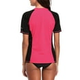 thumbnail image 3 of Women's Contrast Color Rash Guard Swimwear UPF 50+ Stretch Surfing Top Swim Shirt, 3 of 4