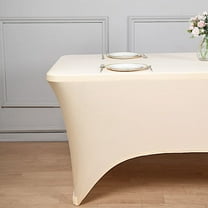 Balsa Circle 6 Feet Rectangular Spandex Fitted Stretchable Elastic Tablecloth Beige