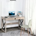 thumbnail image 6 of HOMCOM Home Office Computer Desk, Rustic Writing Desk, Farmhouse Workstation with Storage Drawer, X-Frame, 6 of 8