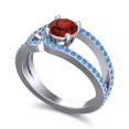 thumbnail image 2 of 2.50 Carat Round Shape Garnet & Blue Topaz Gemstone Classic Ring for Birthday Gift 14K White Gold Size 9.5 by Diamond-Capitals, 2 of 8