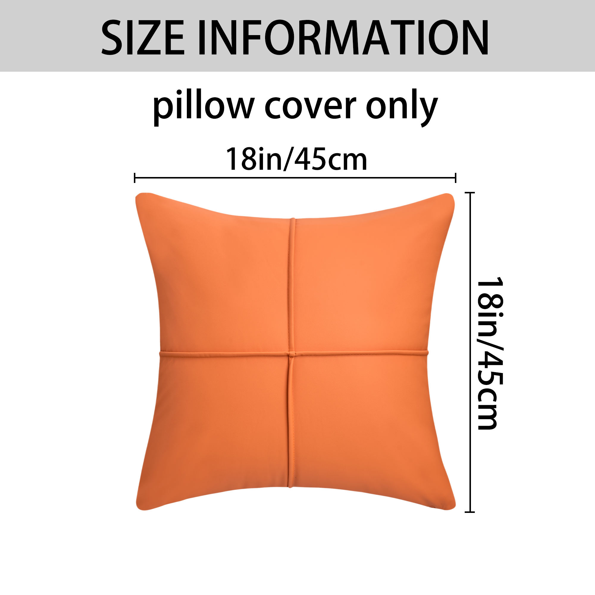 Unique Bargains Set of 2 Square Throw Pillow Covers Decorative Cases Orange