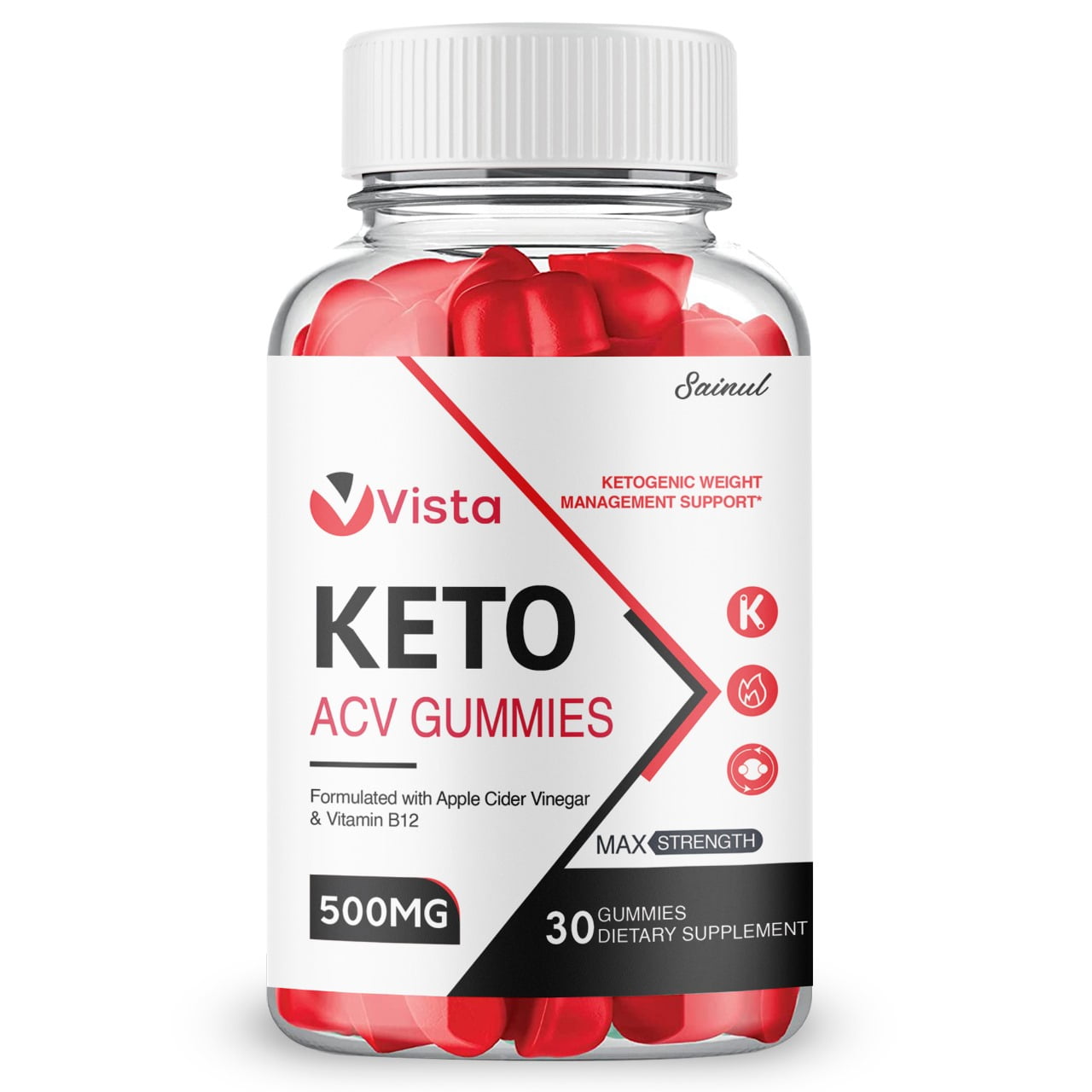 Vista Keto ACV Gummies, Maximum Strength, Apple Cider Vinegar, 1 Month Supply Weight Management (1 Pack)