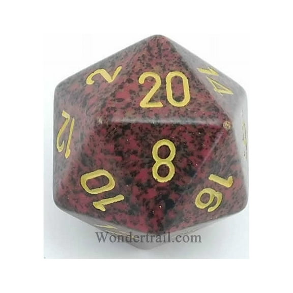 Mercury Speckled Die with Yellow Numbers D20 34mm (1.34in) Pack of 1 Chessex