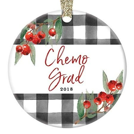 Chemo Grad Gift Ornament Cancer Survivor Christmas 2019 Chemotherapy Graduate Ceramic Collectible Present for Family Relative Friend 3