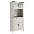 thumbnail image 2 of Kicctian 72" Tall Freestanding Kitchen Pantry Storage Cabinet with 2 Glass Doors and 2 Wooden Doors, Adjustable Shelves, Multi-Purpose Buffet Hutch for Dining Room or Bathroom, White, 2 of 7