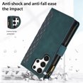 thumbnail image 6 of Compatible with Samsung Galaxy S24 Ultra Wallet Case for Women, Crossbody Strap Phone Case PU Leather Zipper with Wrist Strap Flip Cover Credit Card Holder Rugged for Samsung Galaxy S24 Ultra, Green, 6 of 9