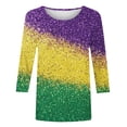 thumbnail image 5 of TIMIFIS Hauts à Manches 3/4 pour Femmes Décontracté Ample Mardi Gras Imprimé Col Rond T-Shirt Chandail Tops de Fête, 5 of 5