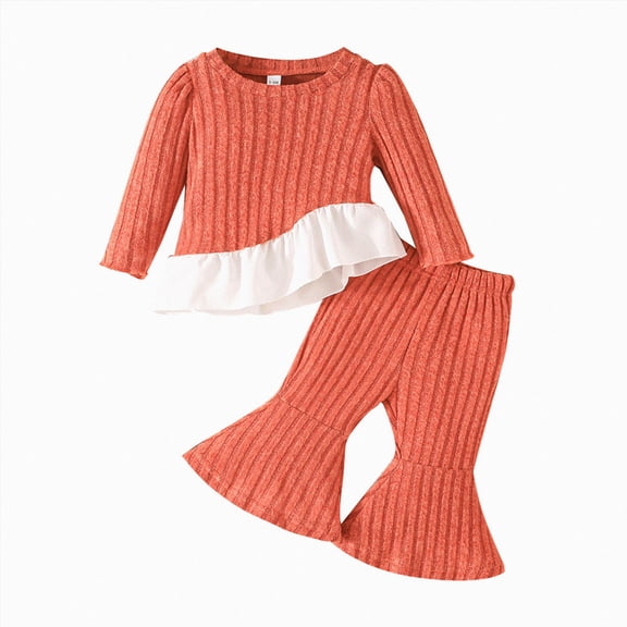 TOWED22 Toddler Newborn Baby Girl Clothing Set 2pcs Outfits Long Sleeve Graphic Top and Elastic Waist Joggers Clothes Soft Breathable(Red,2-3 Y)