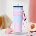 thumbnail image 1 of Vaso térmico portátil de 710 ml con tapa, regalo de cumpleaños, a prueba de fugas, reutilizable, botella de agua térmica para el trabajo y el hogar. Rosa Azul, 1 of 8