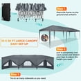 thumbnail image 6 of HOTEEL 10x30 Pop up Canopy Tent with 8 Sidewalls, Party Tent Waterproof Commercial Canopy Gazebo, Event Tent for Wedding, Courtyard, Parties with Carry Bag & 4 Sandbags, Gray, 6 of 10