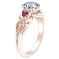 thumbnail image 2 of AFFY 1.36 Carat Round Shape Moissanite & Simulated Ruby Heart Shaped Engagement Ring 14K Solid Rose Gold Ring Size-9, 2 of 2